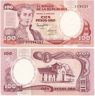 Yabancı Kağıt ParalarKolombiya, 100 Peso (1991) ÇİL Eski Yabancı Kağıt Para