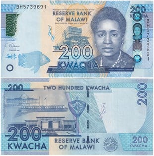 Yabancı Kağıt ParalarMalavi, 200 Kwacha (2020) ÇİL Eski Yabancı Kağıt Para