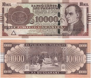 Yabancı Kağıt ParalarParaguay, 10.000 Guaranies (2022) ÇİL Eski Yabancı Polimer Para