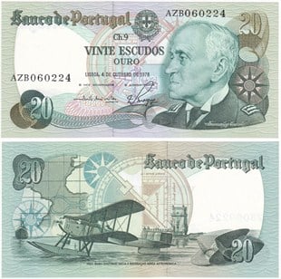 Yabancı Kağıt ParalarPortekiz, 20 Escudo (1978) ÇİL Eski Yabancı Kağıt Para