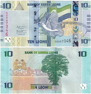 Yabancı Kağıt ParalarSierra Leone, 10 Leones (2022) ÇİL