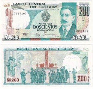 Yabancı Kağıt ParalarUruguay, 200 Peso (1986) ÇİL Eski Yabancı Kağıt Para