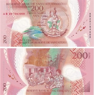 Yabancı Kağıt ParalarVanuatu, 200 Vatu (2020) P#12b ÇİL Eski Yabancı Polimer Para