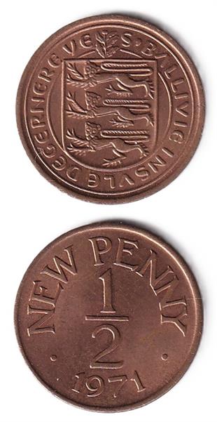Yabancı Madeni ParalarGuernsey, ½ Yeni Penny (1971) ÇİL Eski Yabancı Madeni Para