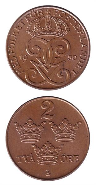 Yabancı Madeni Paralarİsveç 2 Öre (1942-50) ÇİL Eski Yabancı Madeni Para