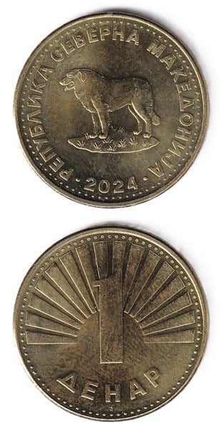 Yabancı Madeni ParalarKuzey Makedonya, 1 Dinar 2024 ÇİL Yabancı Madeni Para