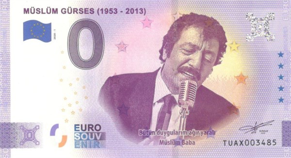0 (Sıfır) Euro Türkiye - Müslüm Gürses Hatıra Parası (Souvenir Banknote)