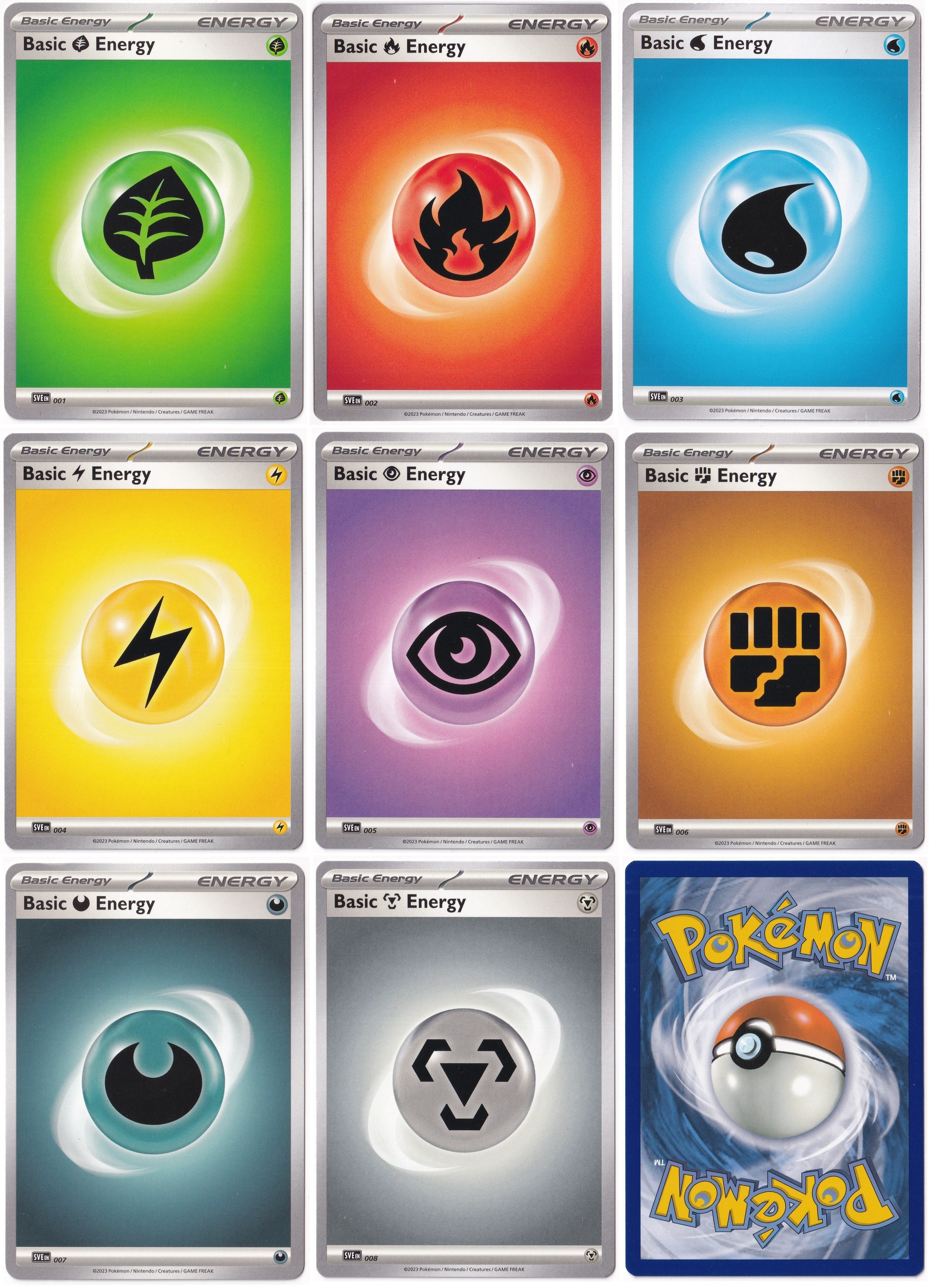 Pokemon TCG Scarlet Violet SVE 001-008 Temel Enerji Seti