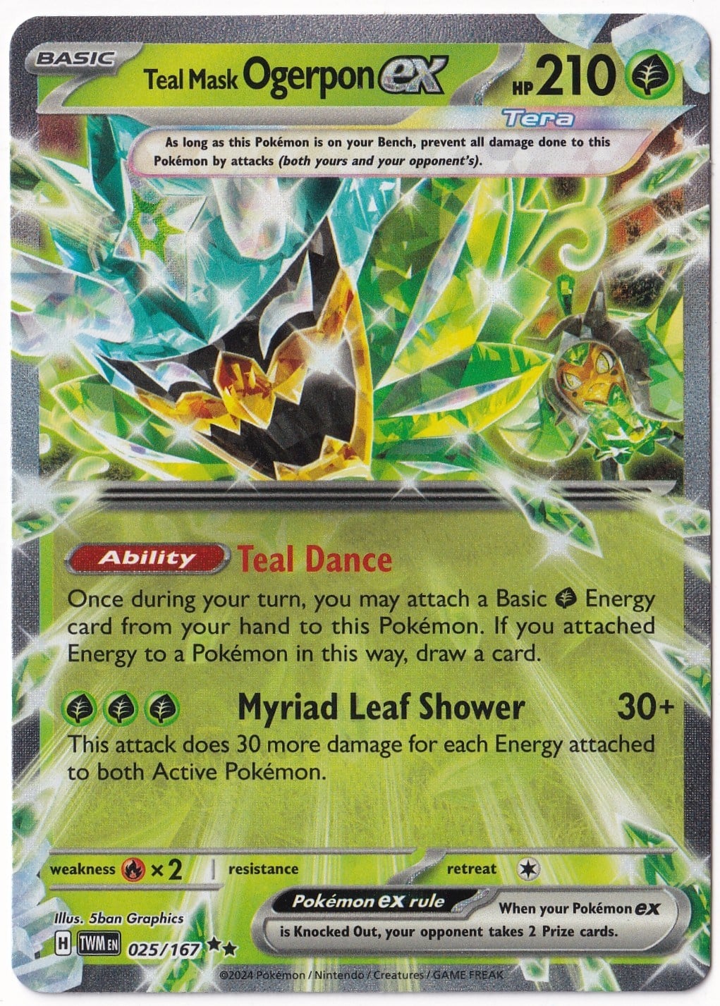 *** Özel Pokemon Kartları ***Teal Mask Ogerpon ex #25 - Pokemon Twilight Masquerade - Pokemon Kartı (Mint)