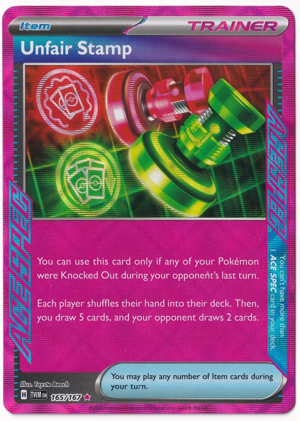 *** Özel Pokemon Kartları ***Unfair Stamp #165 - Pokemon Twilight Masquerade - Pokemon Kartı (Mint)
