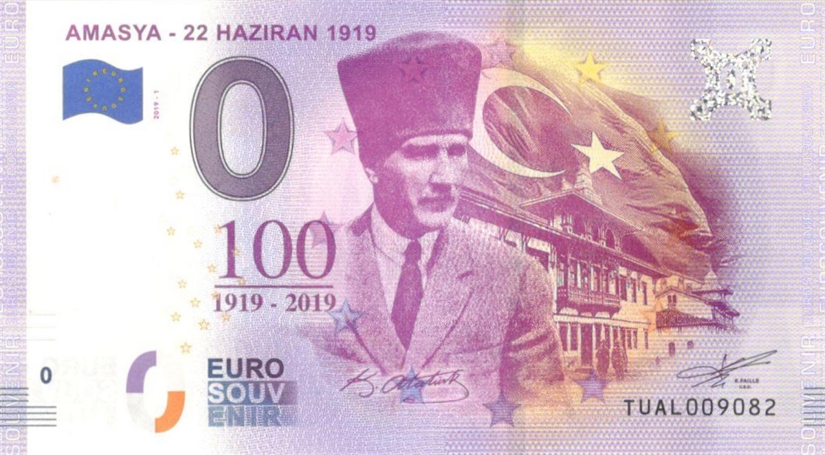 0 (Sıfır) Euro Türkiye - Amasya 22 Haziran 1919 Hatıra Parası (Souvenir Banknote)
