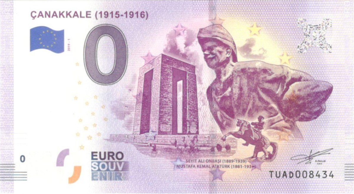 0 (Sıfır) Euro Türkiye - Çanakkale Hatıra Parası (Souvenir Banknote)