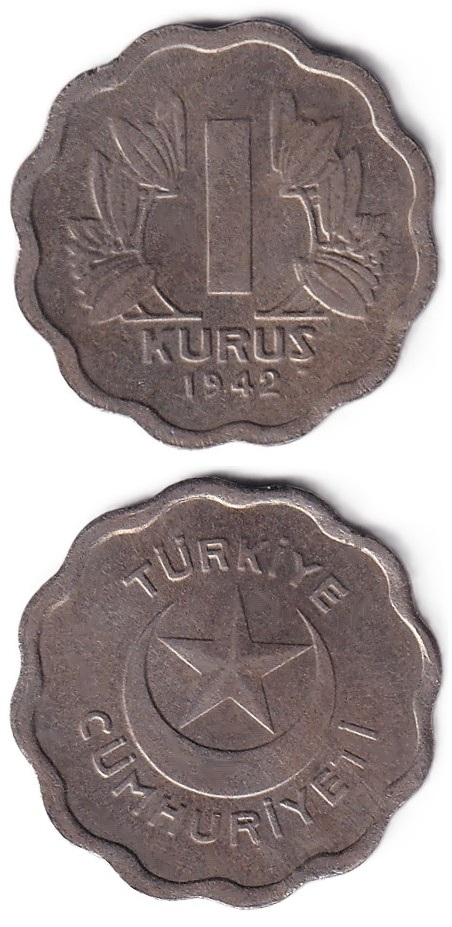 1934-1957 Dönemi Madeni Paraları1 Kuruş (1942) ÇİL