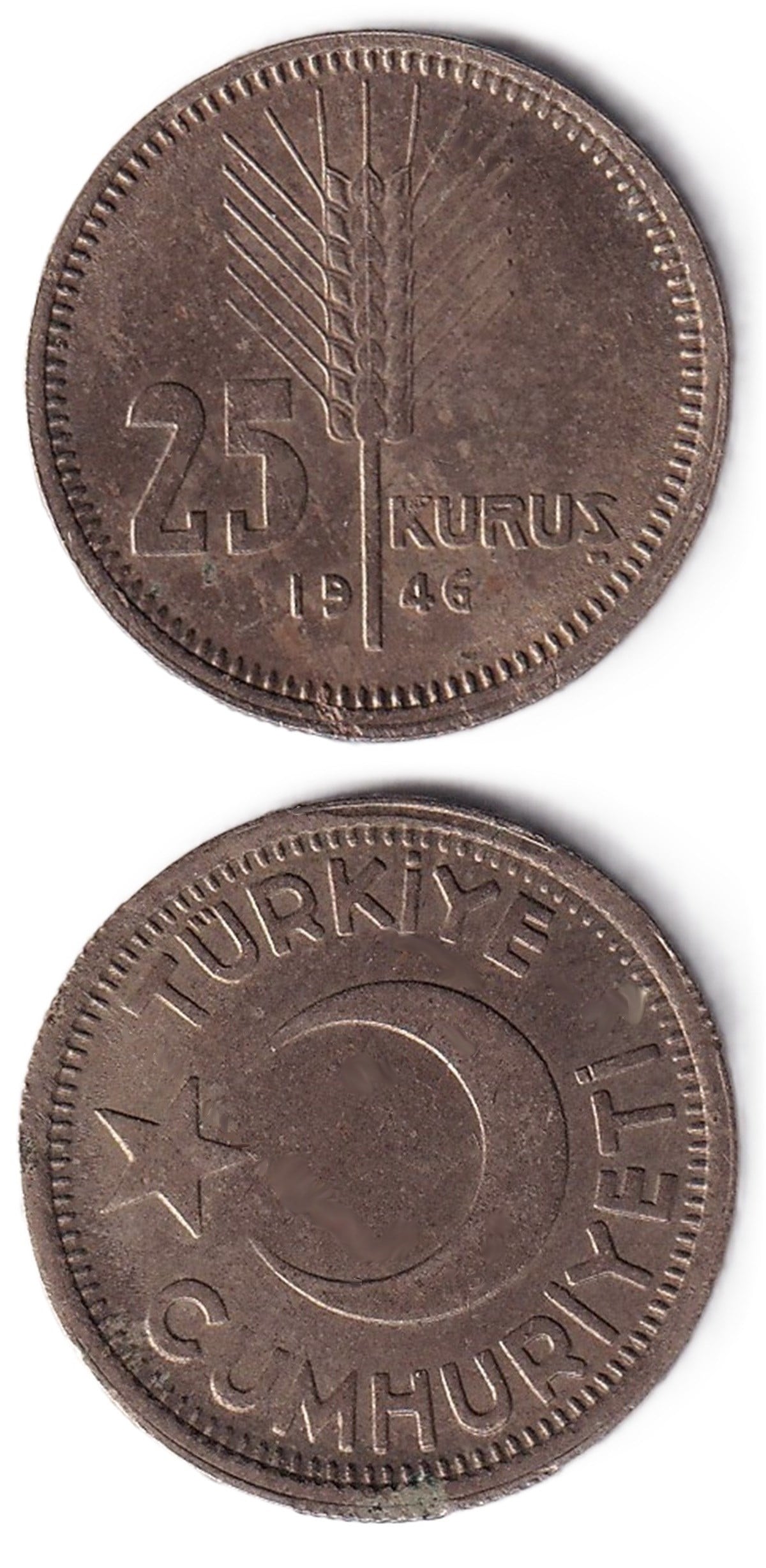 1934-1957 Dönemi Madeni Paraları25 Kuruş (1946) ÇİL Eski Madeni Para