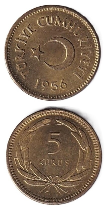 1934-1957 Dönemi Madeni Paraları5 Kuruş (1956) ÇİL
