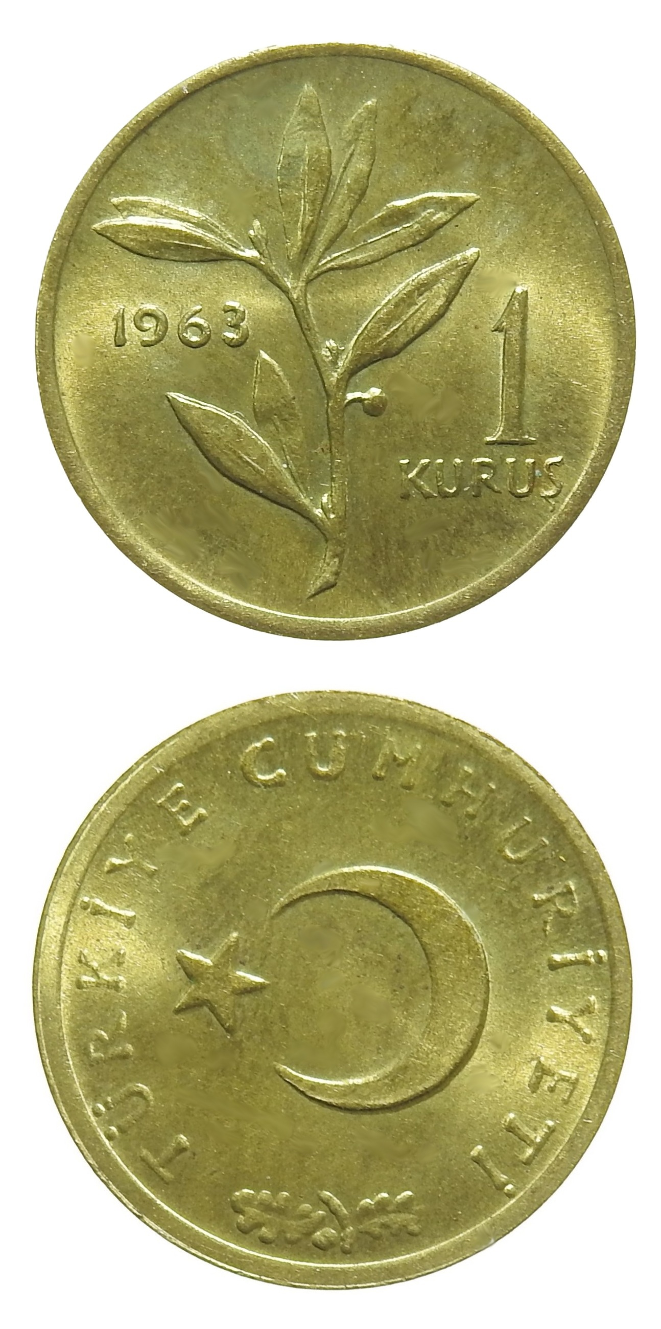 1958-1980 Dönemi Madeni Paraları1 Kuruş (1963) ÇİL Eski Madeni Para
