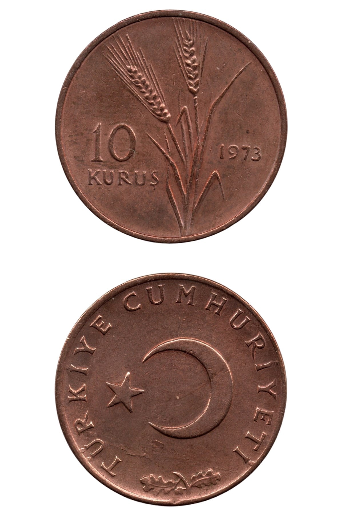 1958-1980 Dönemi Madeni Paraları10 Kuruş (1973) ÇİL Eski Madeni Para