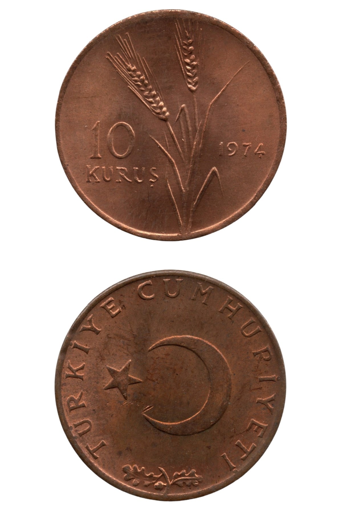 1958-1980 Dönemi Madeni Paraları10 Kuruş (1974) ÇİL Eski Madeni Para