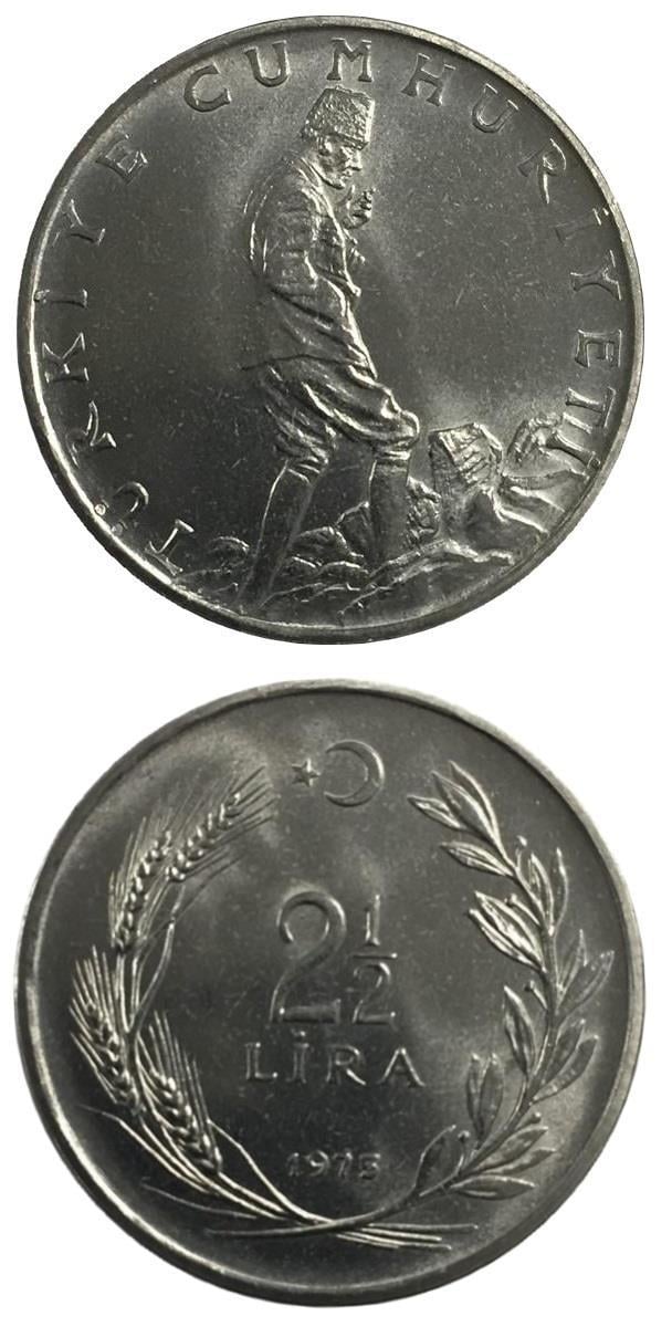 1958-1980 Period Coins2 1/2 Lira (1975) ÇİL Eski Madeni Para