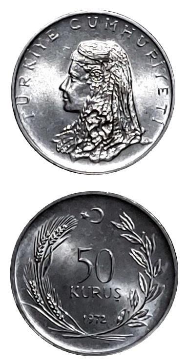 1958-1980 Period Coins50 Kuruş (1972) ÇİL Eski Madeni Para