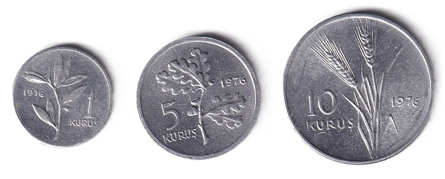 1958-1980 Dönemi Madeni ParalarıTürkiye, 1976 ÇİL Alüminyum Kuruş Takım
