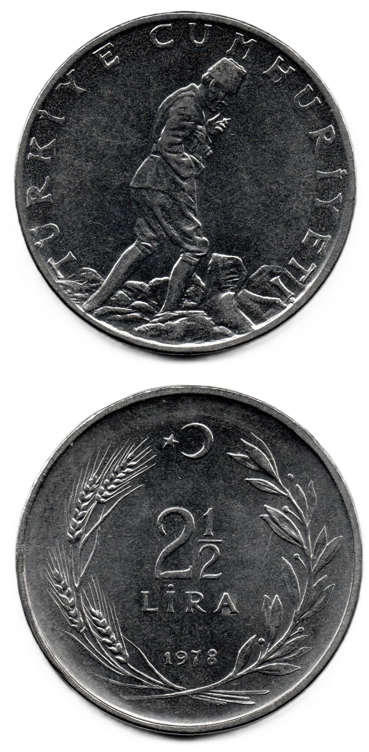 1958-1980 Period CoinsTürkiye, 2 1/2 Lira (1978) ÇİL Eski Madeni Para
