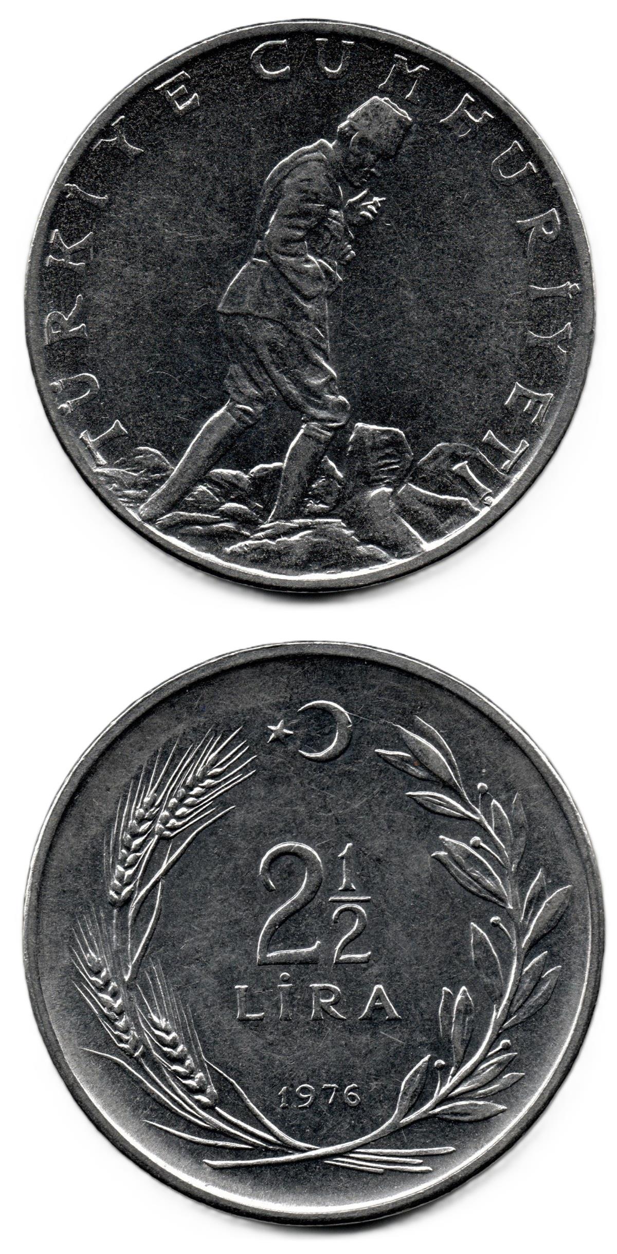 1958-1980 Period CoinsTürkiye, 2 1/2 Lira (1976) ÇİL Eski Madeni Para