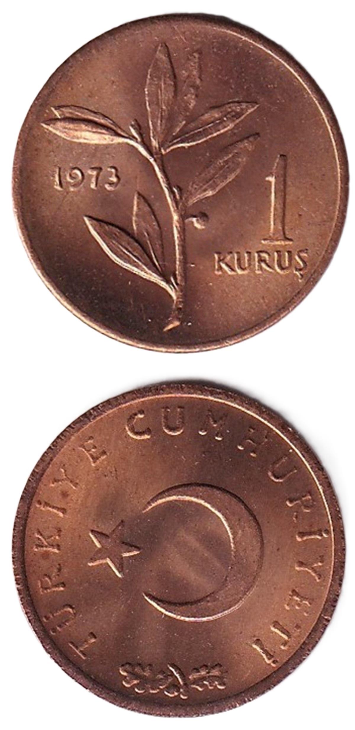 1958-1980 Period CoinsTürkiye, 1 Kuruş (1973) ÇİL Eski Madeni Para