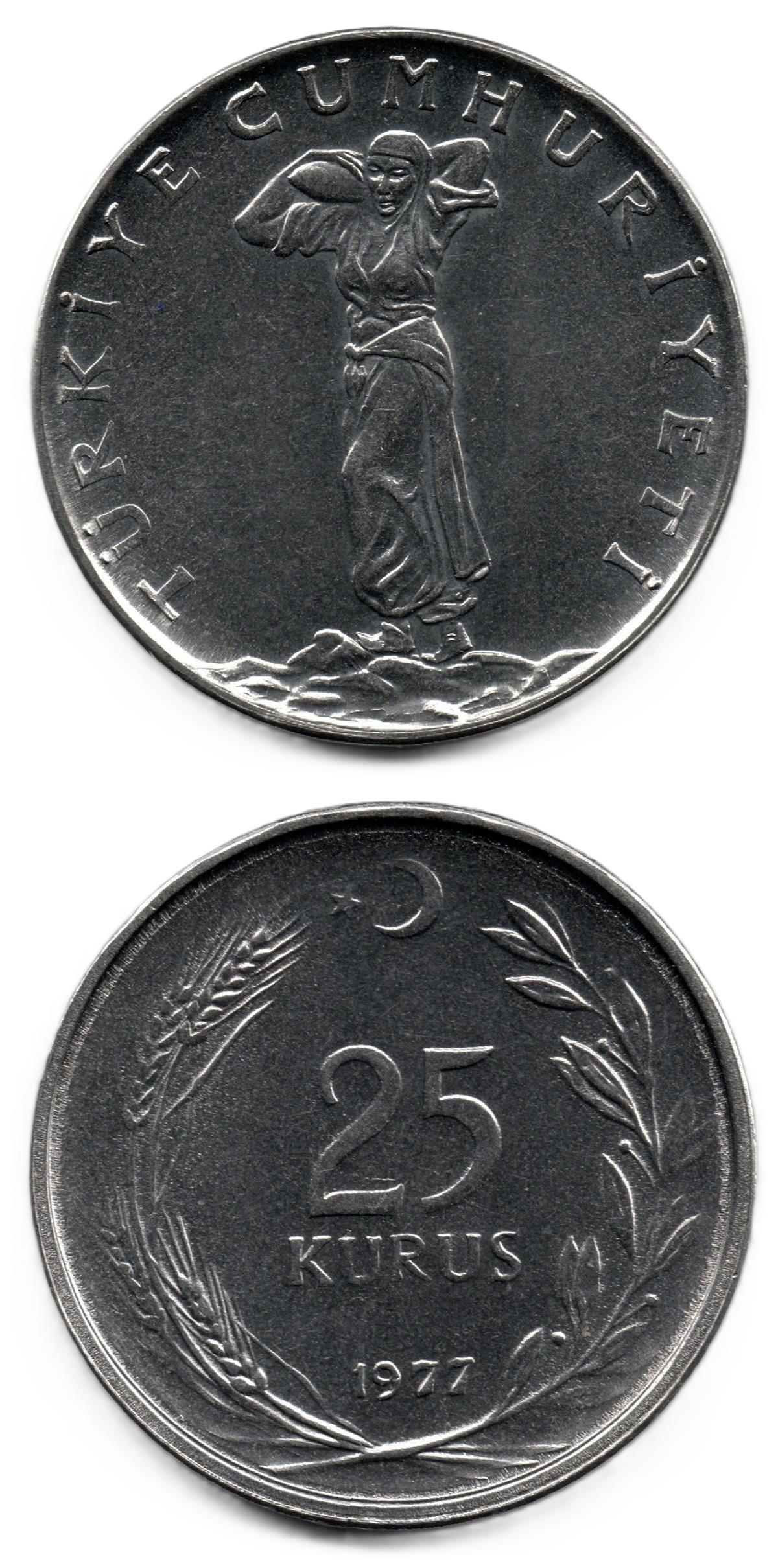 1958-1980 Dönemi Madeni ParalarıTürkiye, 25 Kuruş (1977) ÇİL Eski Madeni Para