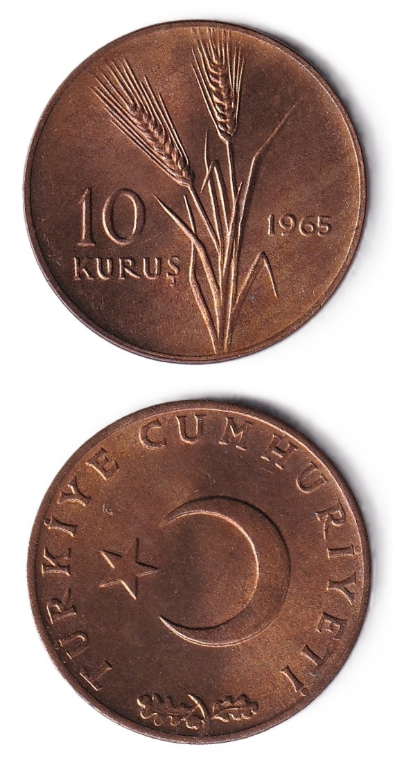 1958-1980 Dönemi Madeni ParalarıTürkiye, 10 Kuruş (1965) ÇİL Eski Madeni Para