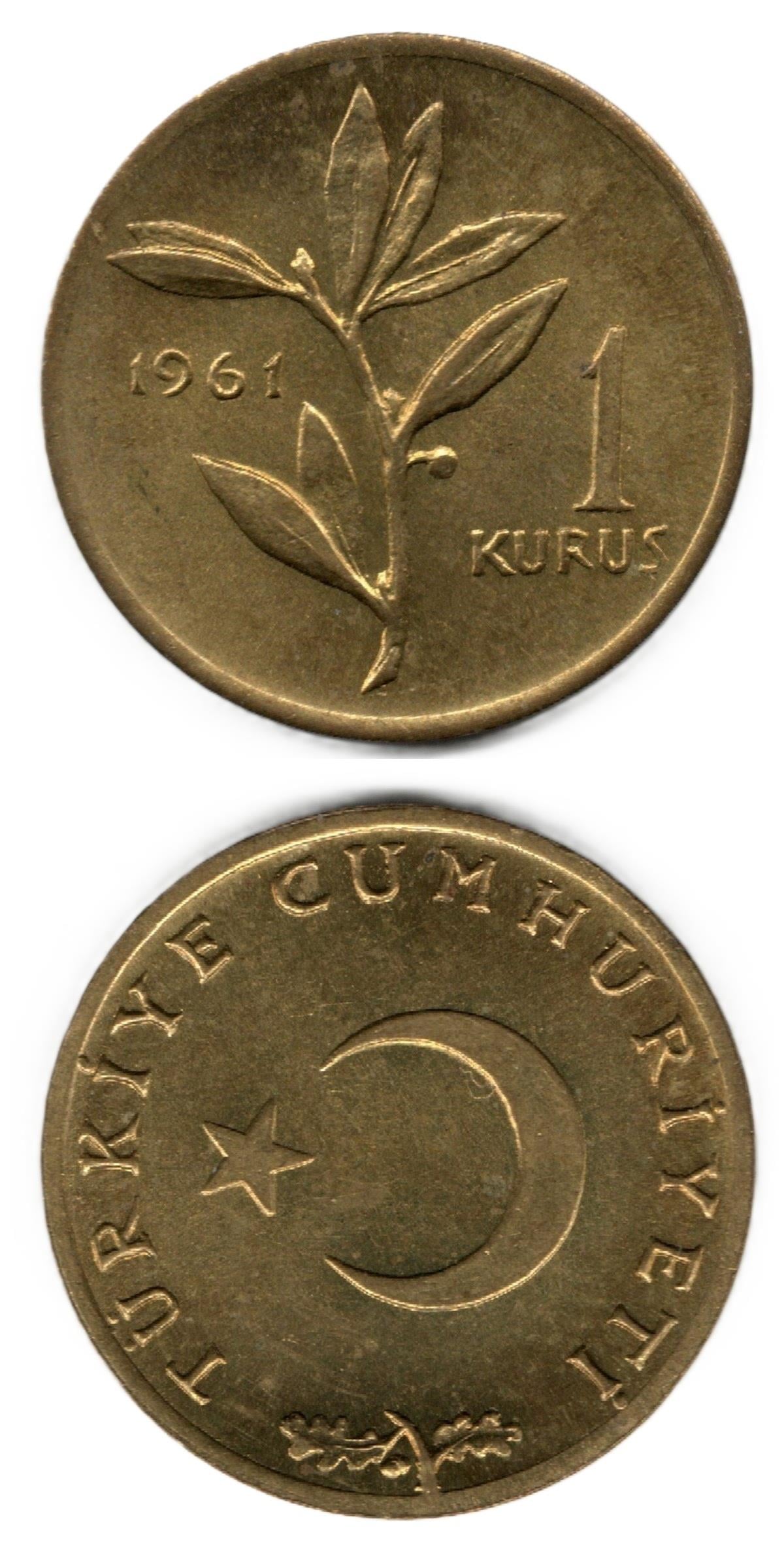 1958-1980 Period CoinsTürkiye, 1 Kuruş (1961) ÇİL Eski Madeni Para