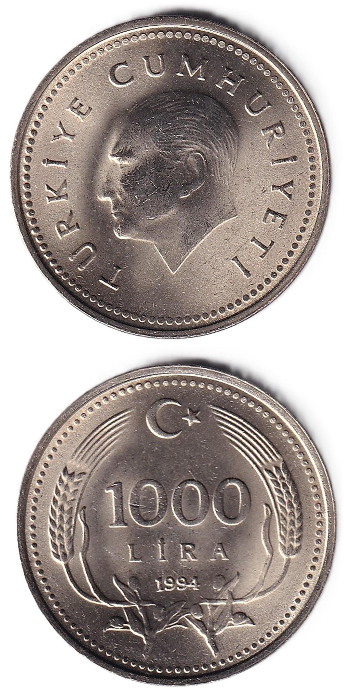 1981-2004 Dönemi Madeni Paraları1.000 Lira (1994) ÇİL Eski Madeni Para