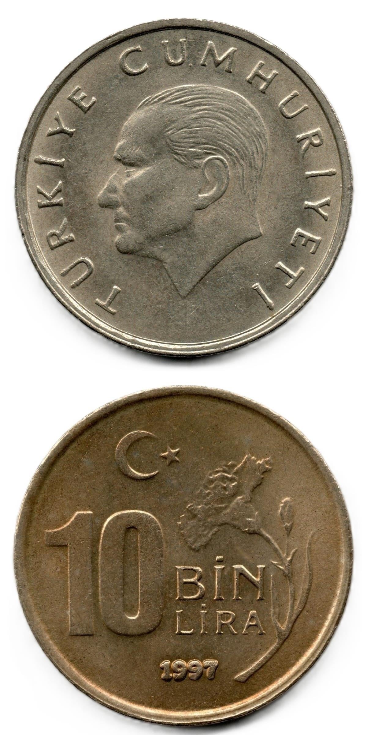 1981-2004 Dönemi Madeni Paraları10.000 Lira (1997) ÇİL Eski Madeni Para