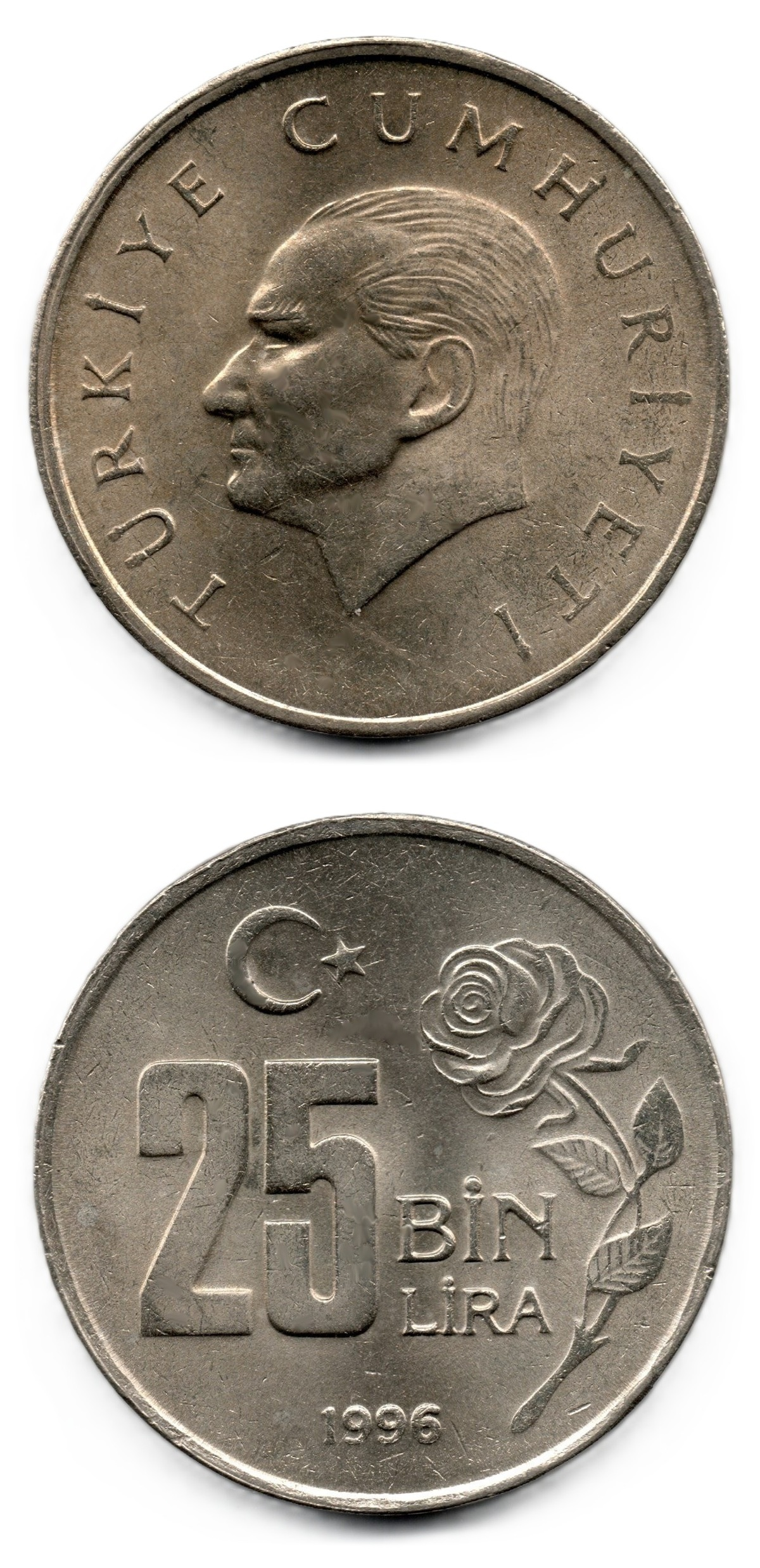 1981-2004 Period Coins25.000 Lira (1996) UNC Old Coin