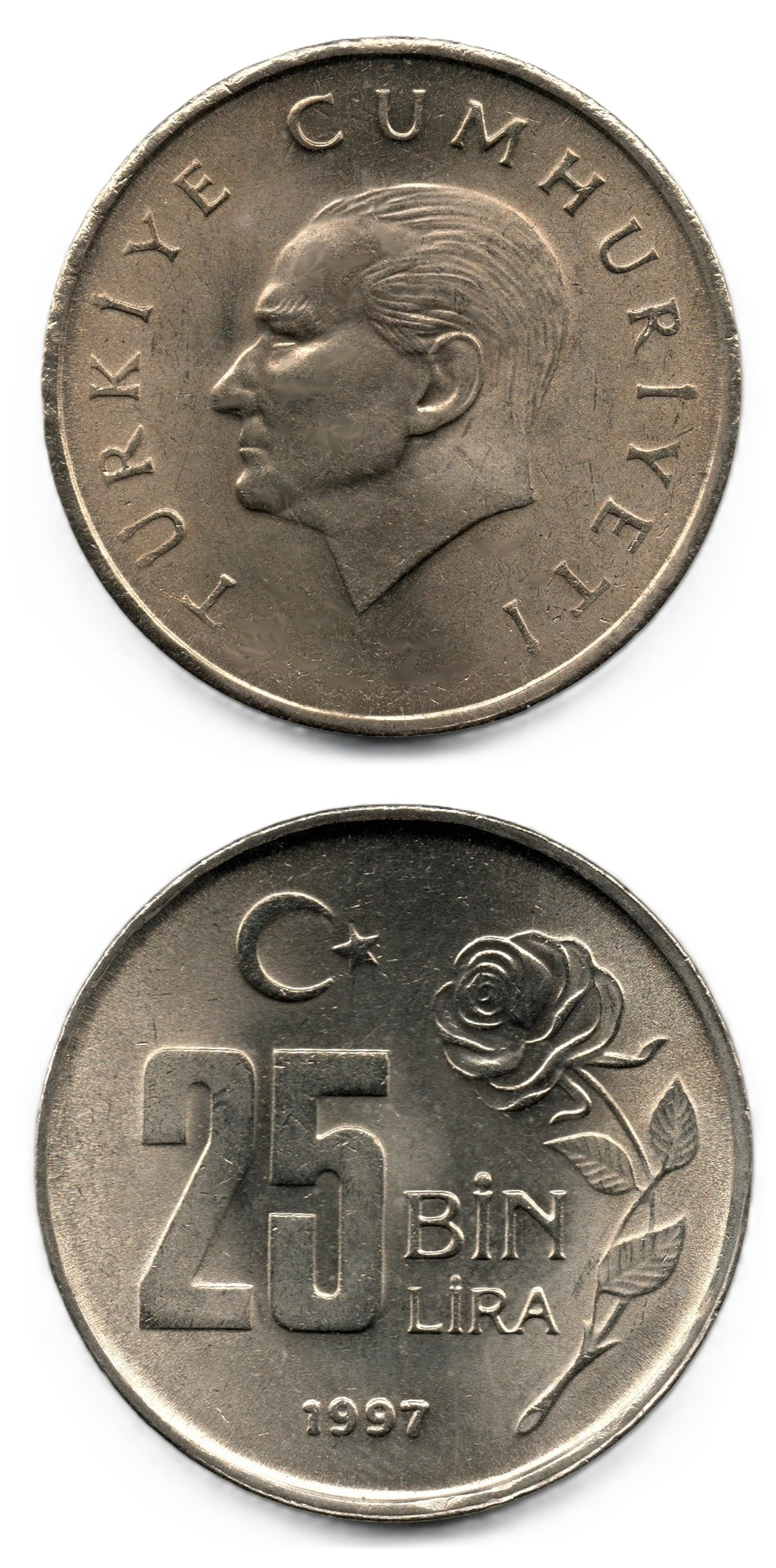 1981-2004 Dönemi Madeni Paraları25.000 Lira (1997) ÇİL Eski Madeni Para