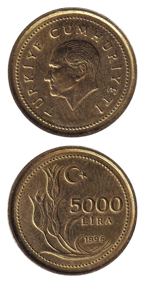 1981-2004 Dönemi Madeni Paraları5.000 Lira (1996) ÇİL