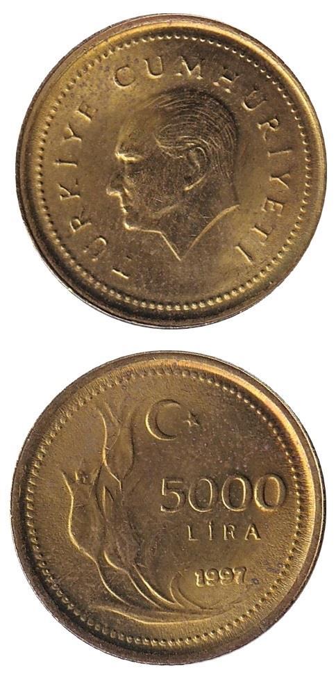 1981-2004 Dönemi Madeni Paraları5.000 Lira (1997) ÇİL Eski Madeni Para