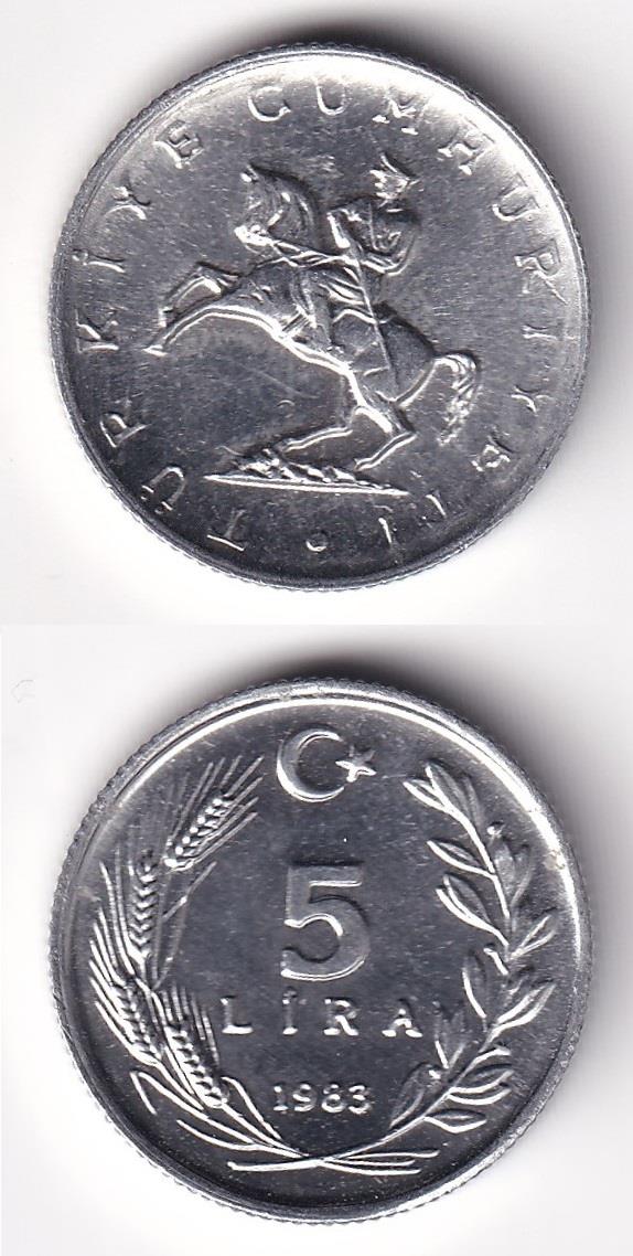 1981-2004 Dönemi Madeni Paraları5 Lira (1983) ÇİL Eski Madeni Para