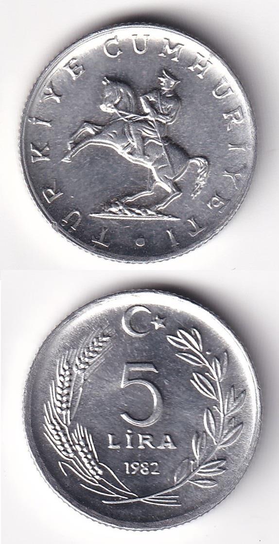 1981-2004 Dönemi Madeni Paraları5 Lira (1982) ÇİL Eski Madeni Para