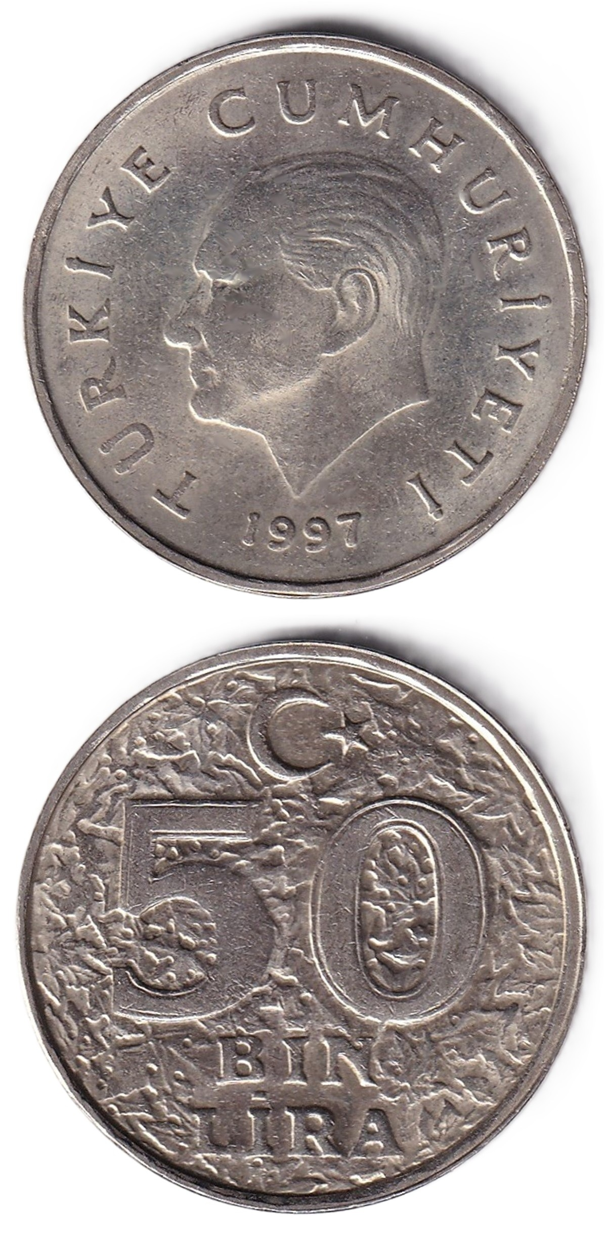 1981-2004 Dönemi Madeni Paraları50.000 Lira (1997) ÇİL Eski Madeni Para