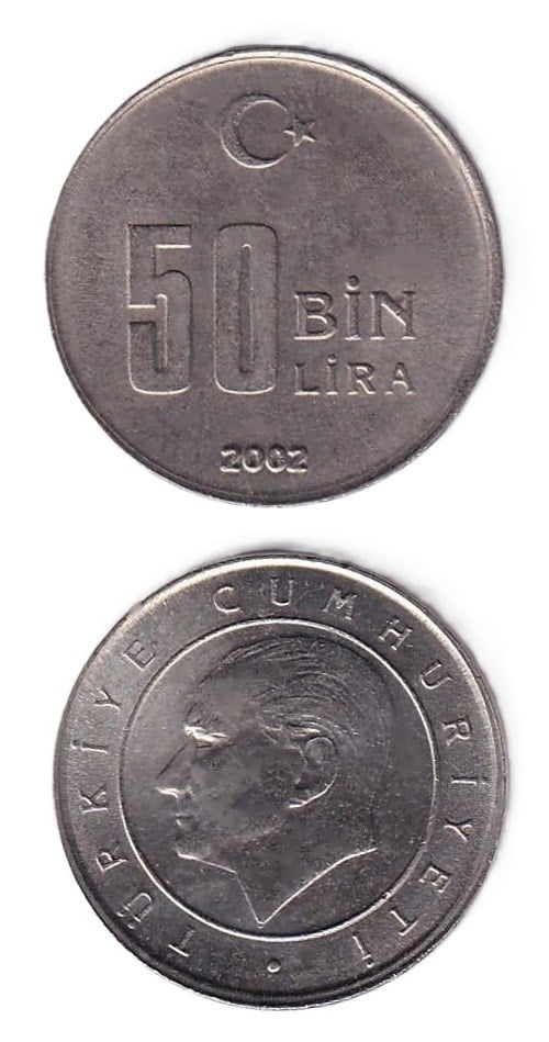 1981-2004 Dönemi Madeni Paraları50.000 Lira (2002) ÇİL Eski Madeni Para