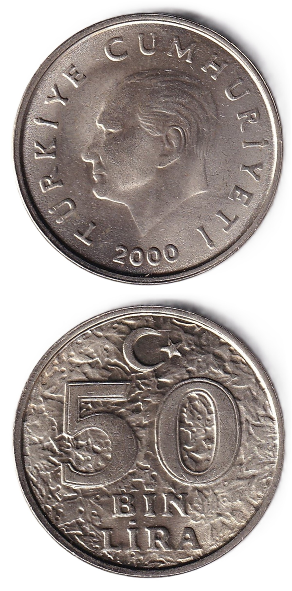 1981-2004 Dönemi Madeni Paraları50.000 Lira (2000) ÇİL Eski Madeni Para