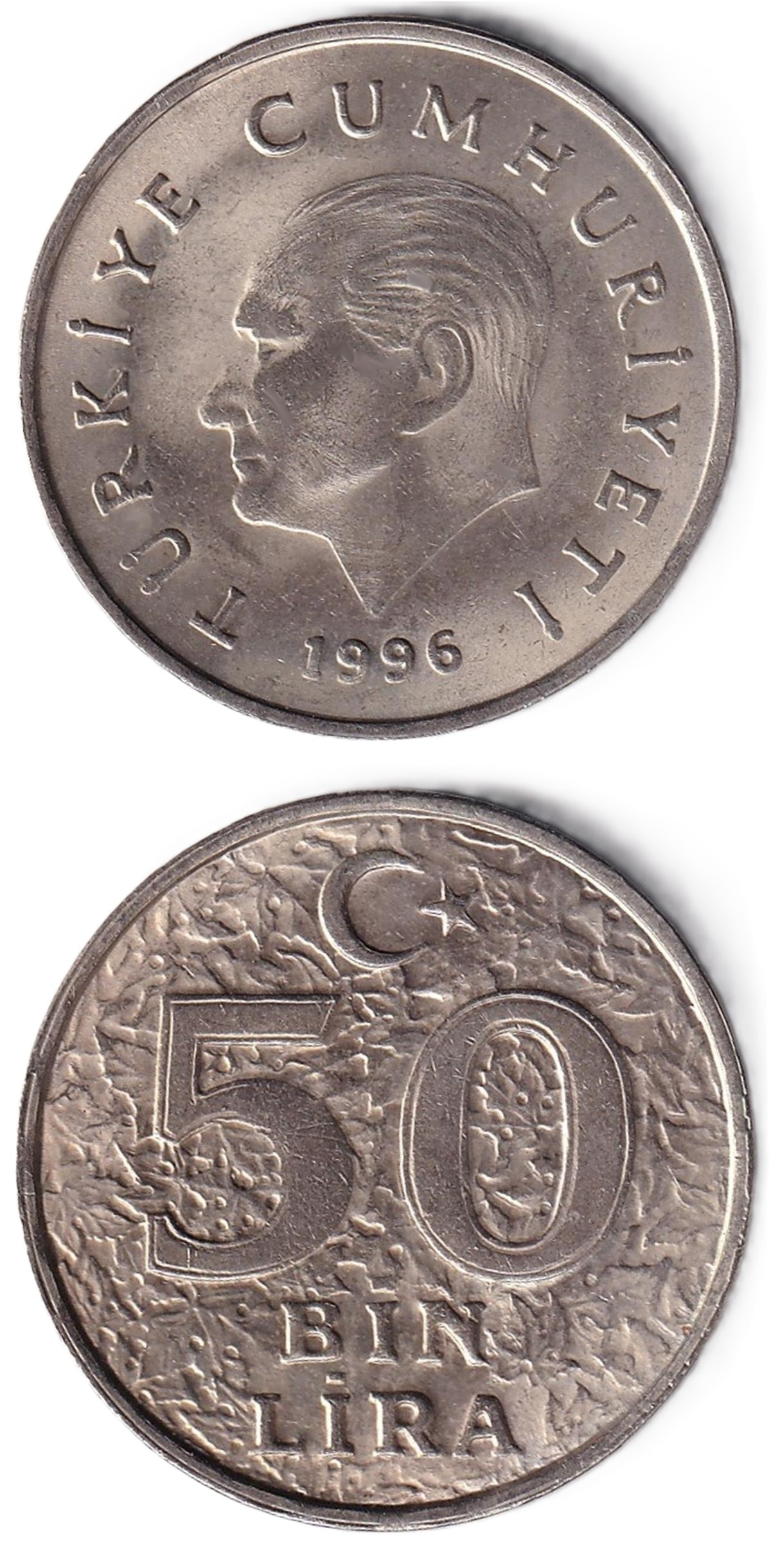 1981-2004 Dönemi Madeni Paraları50.000 Lira (1996) ÇİL Eski Madeni Para