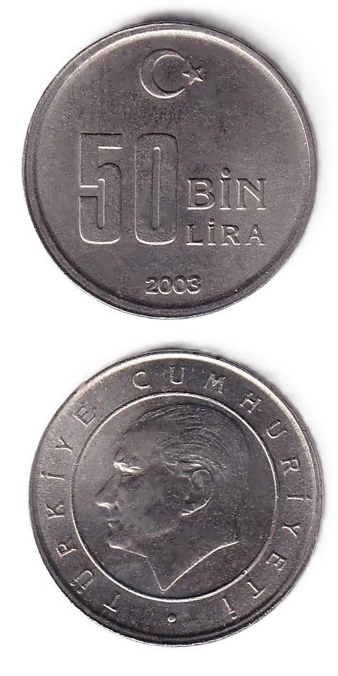 1981-2004 Dönemi Madeni Paraları50.000 Lira (2003) ÇİL Eski Madeni Para