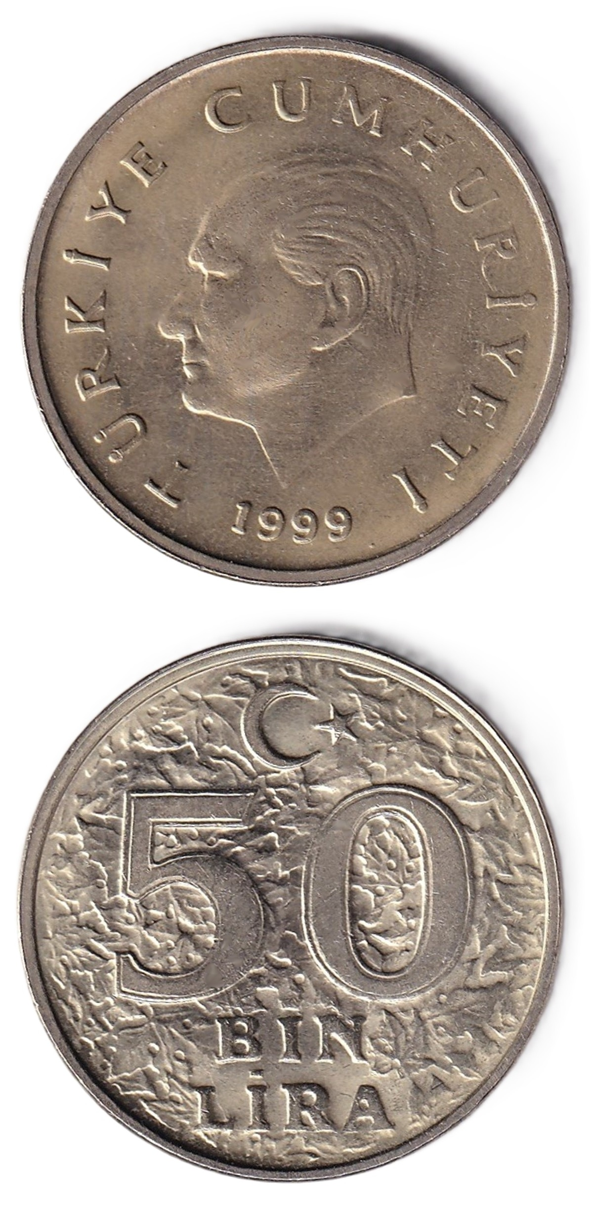 1981-2004 Dönemi Madeni Paraları50.000 Lira (1999) ÇİL Eski Madeni Para