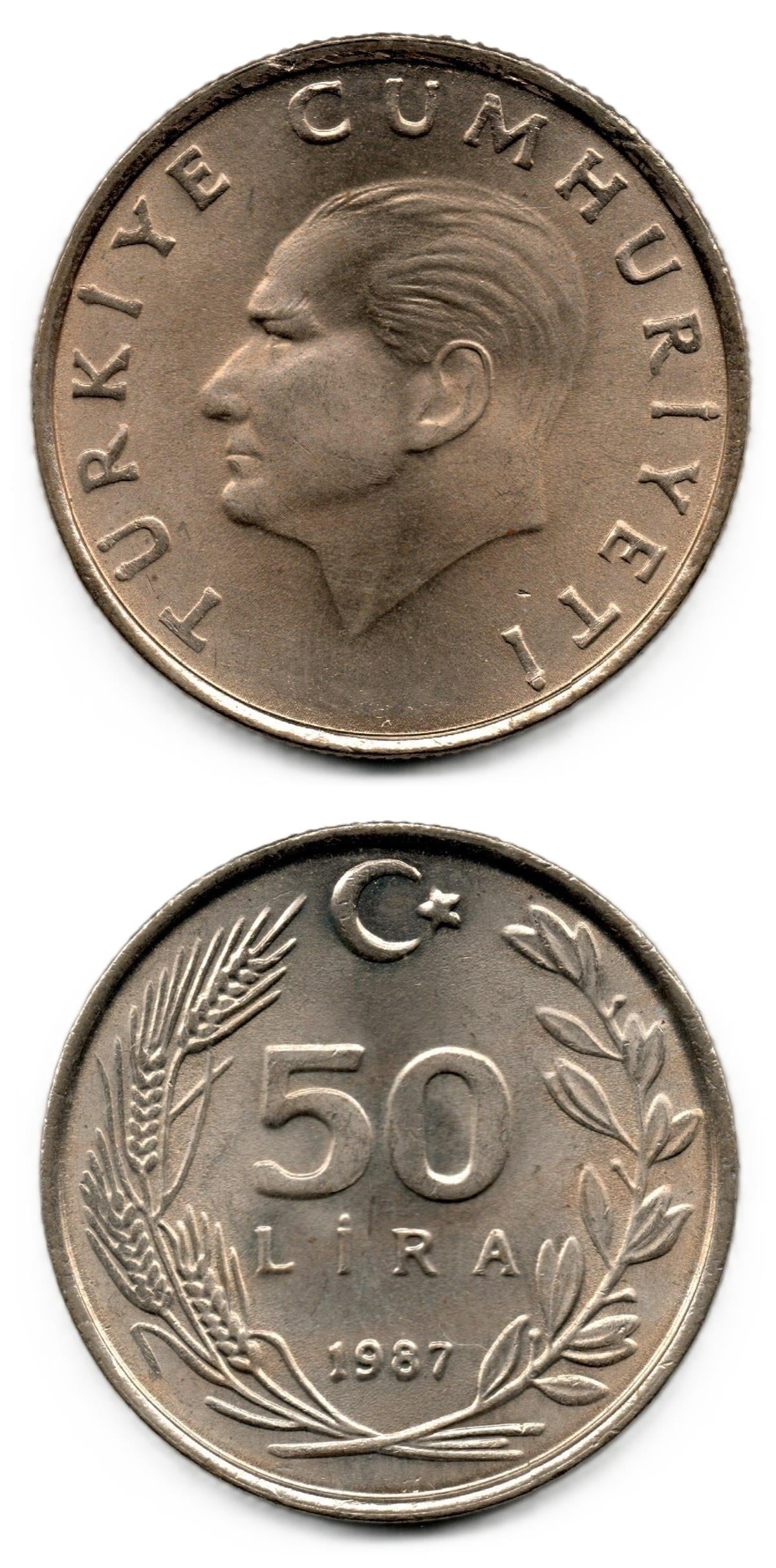 1981-2004 Dönemi Madeni ParalarıTürkiye, 50 Lira (1987) ÇİL Eski Madeni Para
