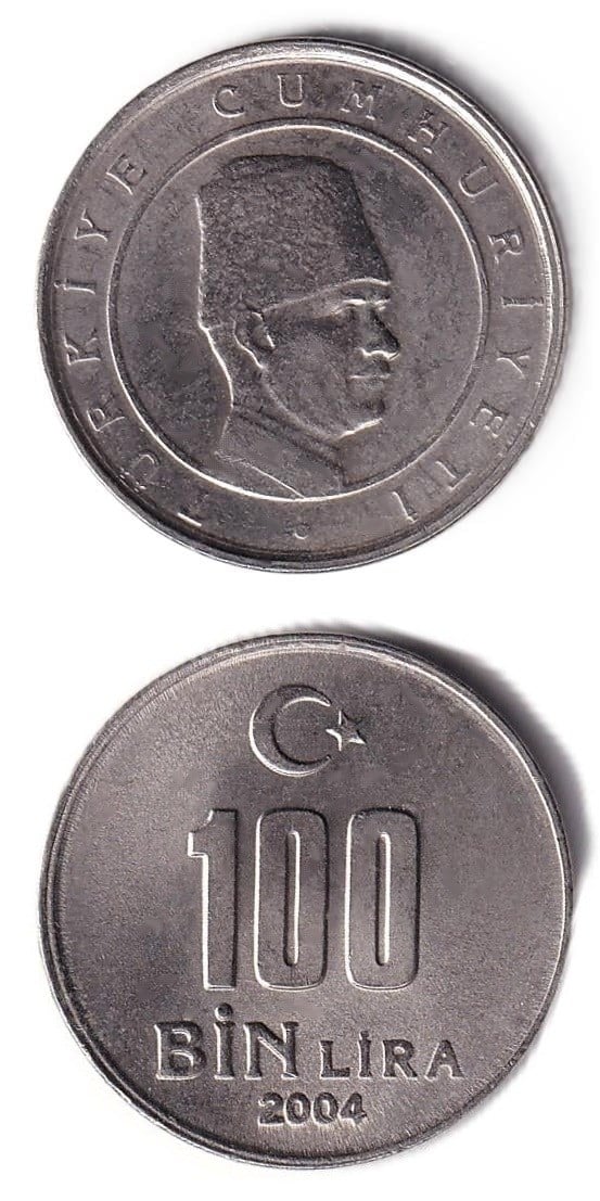 1981-2004 Dönemi Madeni ParalarıTürkiye, 100.000 Lira (2004) ÇİL Eski Madeni Para