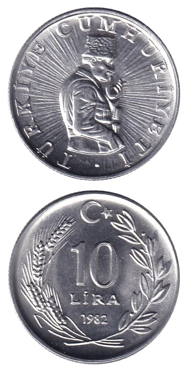 1981-2004 Dönemi Madeni ParalarıTürkiye, 10 Lira (1982) ÇİL Eski Madeni Para