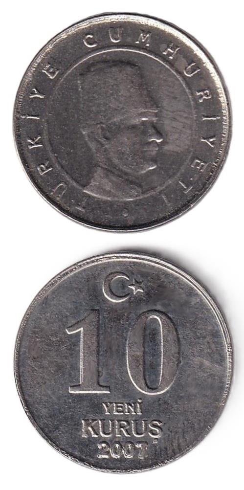2005 ve Sonrası Dönem Madeni Paraları10 Yeni Kuruş (2007) ÇİL Eski Madeni Para