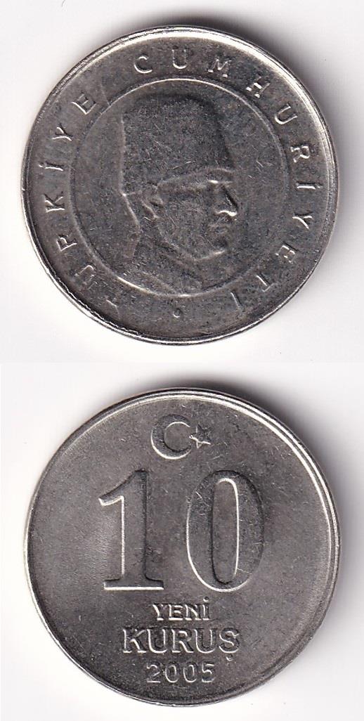 2005 ve Sonrası Dönem Madeni Paraları10 Yeni Kuruş (2005) ÇİL Eski Madeni Para